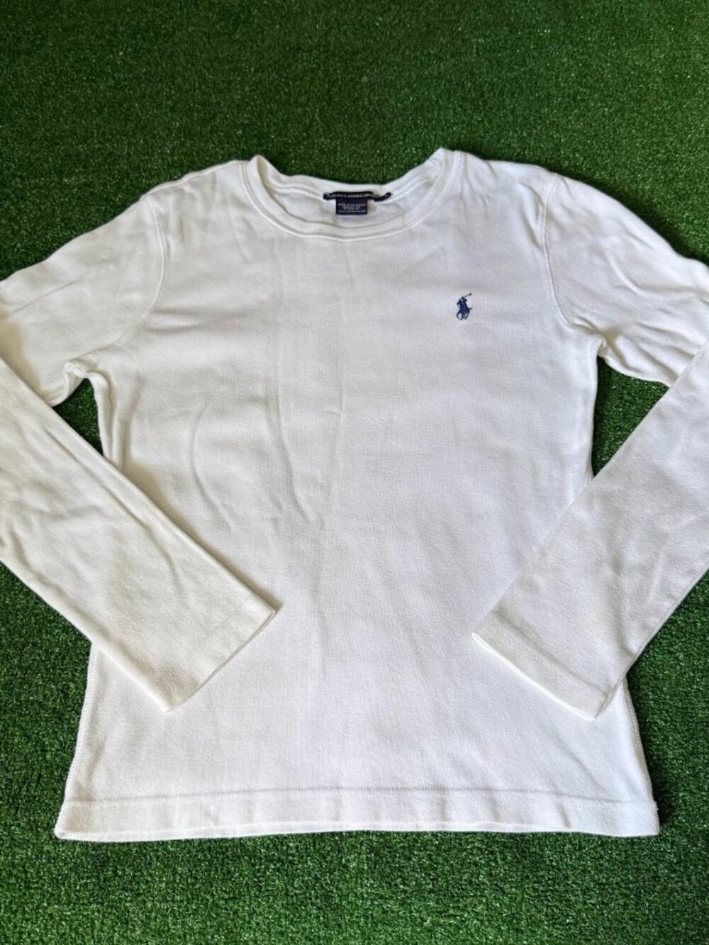 Ralph Lauren Sport Women’s Pony Logo Long Sleeve White Basic Tee Shirt Size L